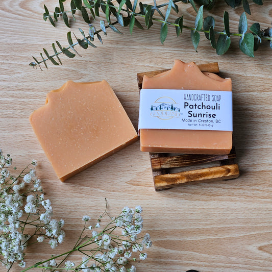 Patchouli soap bar, handmade, shea butter, coconut oil. Goodland.